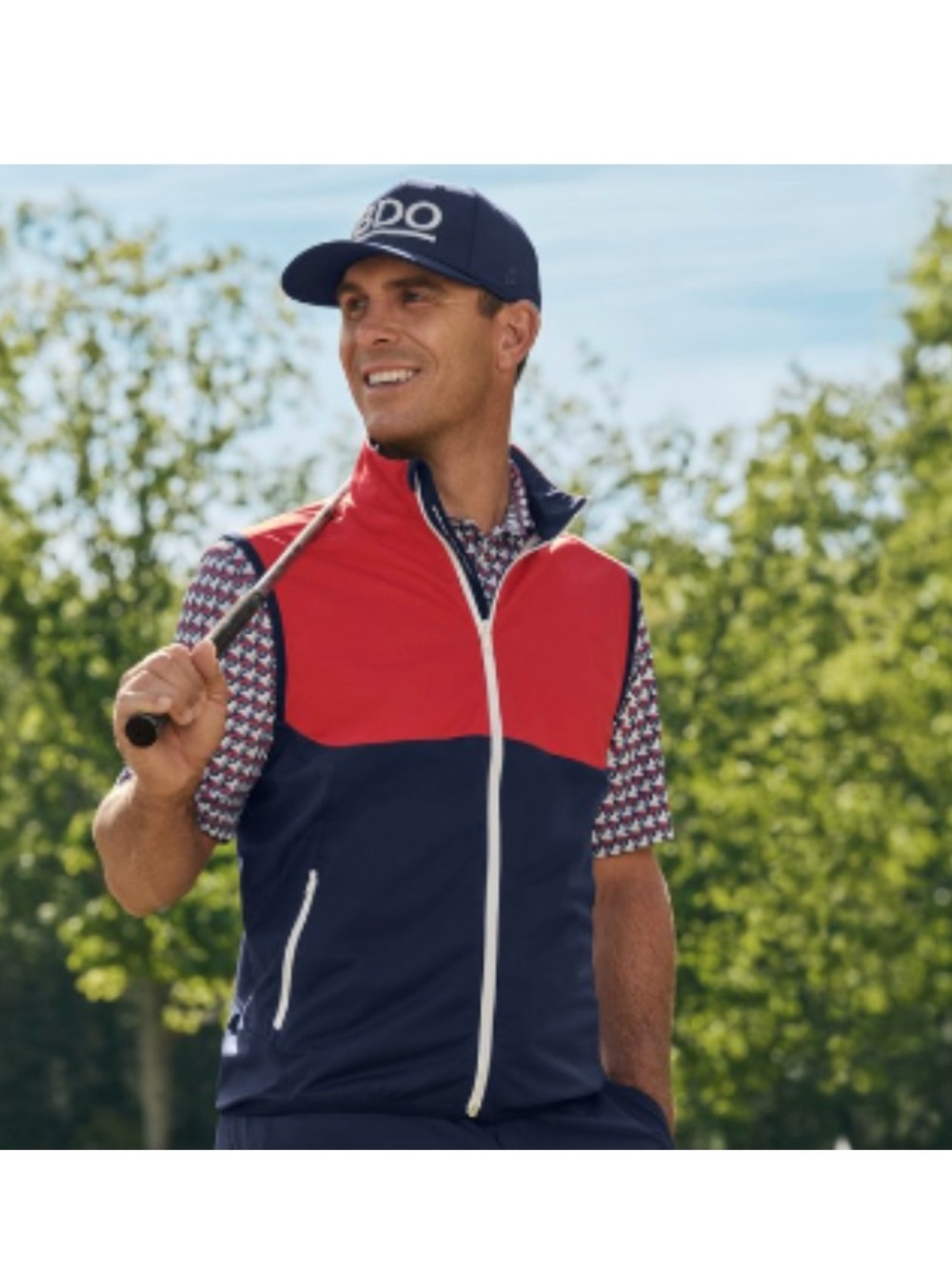 NWT Men Ralph Lauren RLX Golf Full Zip Wicking Stretch Vest Red/Navy